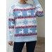 Christmas Snowflake Deer Round Neck Knitted Top for Women