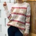 Christmas Snowflake Deer Round Neck Knitted Top for Women