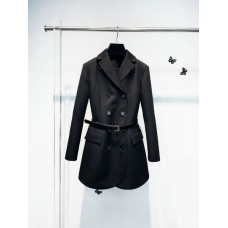 Double breasted black suit women's lace up waist jacket