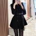 Double breasted black suit women's lace up waist jacket