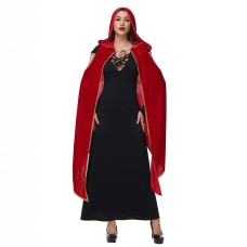 Gothic Style Black and Red Vampire Cape for Adults Halloween Costume Witch and Vampire Outfit