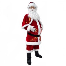 Santa Claus Costume Adult Velvet Christmas Performance Outfit with Beard
