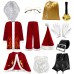 Santa Claus Costume Adult Velvet Christmas Performance Outfit with Beard