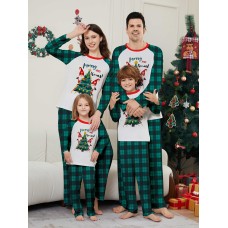 Christmas Santa Claus Letter Christmas Tree Family Matching Printed Loungewear Pajamas
