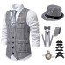 Men's Black and White Checkered Single-Breasted Vest Suit Set Business Casual Suit Stage Performance Clothing