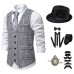 Men's Black and White Checkered Single-Breasted Vest Suit Set Business Casual Suit Stage Performance Clothing
