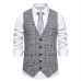 Men's Black and White Checkered Single-Breasted Vest Suit Set Business Casual Suit Stage Performance Clothing