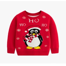 Children's cartoon Christmas sweater penguin baby base pullover knit sweater