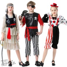 Halloween Costume Kids Pirate Outfit Circus Clown Costume Funny Comical Performance Wear