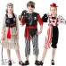 Halloween Costume Kids Pirate Outfit Circus Clown Costume Funny Comical Performance Wear