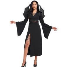 Halloween Gothic Dark Devil Wings Witch Costume Cosplay Wizard Performance Outfit