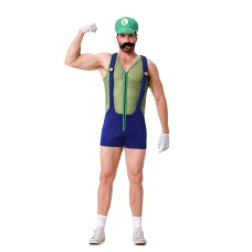 Halloween Men's Costume Funny Party Cartoon Anime Mario Outfit Pipe Man Costume Firefighter Suit
