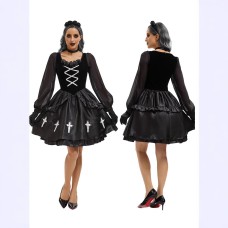Halloween Adult Costume Gothic Style Ghost Bride Outfit Dark Black Devil Costume Witch Costume Vampire Cross Halloween Adult Costume Gothic Style Ghost Bride Outfit Dark Black Devil Costume Witch Costume Vampire Cross
