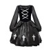 Halloween Adult Costume Gothic Style Ghost Bride Outfit Dark Black Devil Costume Witch Costume Vampire Cross
