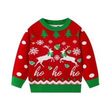 Children's Christmas cartoon reindeer sweater baby base pullover knit sweater