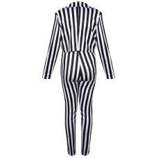 Halloween Cosplay Costume Women's Black and White Vertical Stripe Suit Set Cosplay Stage Performance Clothing Halloween Cosplay Costume Women's Black and White Vertical Stripe Suit Set Cosplay Stage Performance Clothing