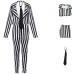 Halloween Cosplay Costume Women's Black and White Vertical Stripe Suit Set Cosplay Stage Performance Clothing