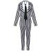 Halloween Cosplay Costume Women's Black and White Vertical Stripe Suit Set Cosplay Stage Performance Clothing