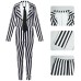 Halloween Cosplay Costume Women's Black and White Vertical Stripe Suit Set Cosplay Stage Performance Clothing