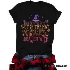 Printed short sleeved humorous witch Halloween Printed short sleeved humorous witch Halloween