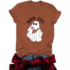 BOOJEE Ghost Pattern Round Neck Short Sleeve