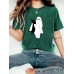 Ghost and Cat Pattern Round Neck Short Sleeve