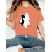 Ghost and Cat Pattern Round Neck Short Sleeve
