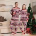 Christmas Family Matching Pajamas Snowman Deer Print Full Floral Home Wear Couple Sleepwear Set