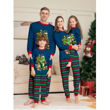 Christmas Family Matching Pajamas with Dinosaur Letter Print Home Wear