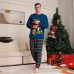 Christmas Family Matching Pajamas with Dinosaur Letter Print Home Wear
