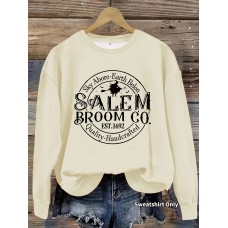Long sleeved round neck Halloween witch print pullover sweatshirt sweatshirt sweatshirt Long sleeved round neck Halloween witch print pullover sweatshirt sweatshirt sweatshirt