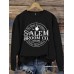 Long sleeved round neck Halloween witch print pullover sweatshirt sweatshirt sweatshirt