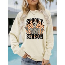 Halloween printed loose hoodie