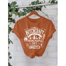 Bitchcraft Halloween Printed Round Neck Loose T-shirt
