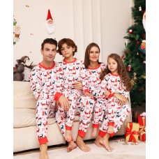 Fashion Letter Cartoon Deer Christmas Family Matching Printed Home Wear Pajamas