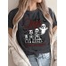 Round neck top women's Halloween printed T-shirt
