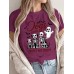 Round neck top women's Halloween printed T-shirt