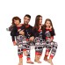 Christmas Family Matching Pajamas, Letter Cartoon Snowflake Print, 