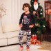 Christmas Family Matching Pajamas, Letter Cartoon Snowflake Print, 