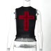 Chic Cross Pendant Strap Top for Women, Street Style Fitted Crop Top Chic Cross Pendant Strap Top for Women, Street Style Fitted Crop Top