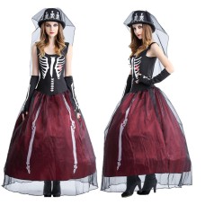 Halloween Costume Skull White Mummy Bride Zombie Outfit Nightclub Cosplay Stage Performance Costume