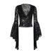 Gothic Lace V-Neck Beaded Chain Top for Women