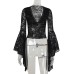 Gothic Lace V-Neck Beaded Chain Top for Women