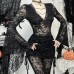 Gothic Lace V-Neck Beaded Chain Top for Women