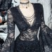 Gothic Lace V-Neck Beaded Chain Top for Women