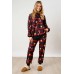 Christmas Print Buttoned Long Sleeve Two-Piece Set Fashion Casual Outfit for Women