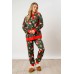 Christmas Print Buttoned Long Sleeve Two-Piece Set Fashion Casual Outfit for Women