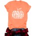 Pattern Pumpkin Halloween Round Neck Short Sleeve