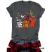 Three Halloween cat prints on short sleeves