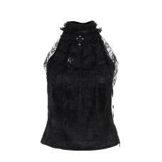 Street Style Gothic Ruffled Rose Strap Top with Spiderweb Bow Neckline for Women Street Style Gothic Ruffled Rose Strap Top with Spiderweb Bow Neckline for Women